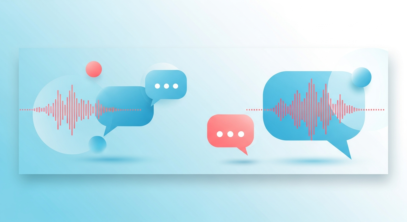 Illustrated speech bubbles with voice waveforms